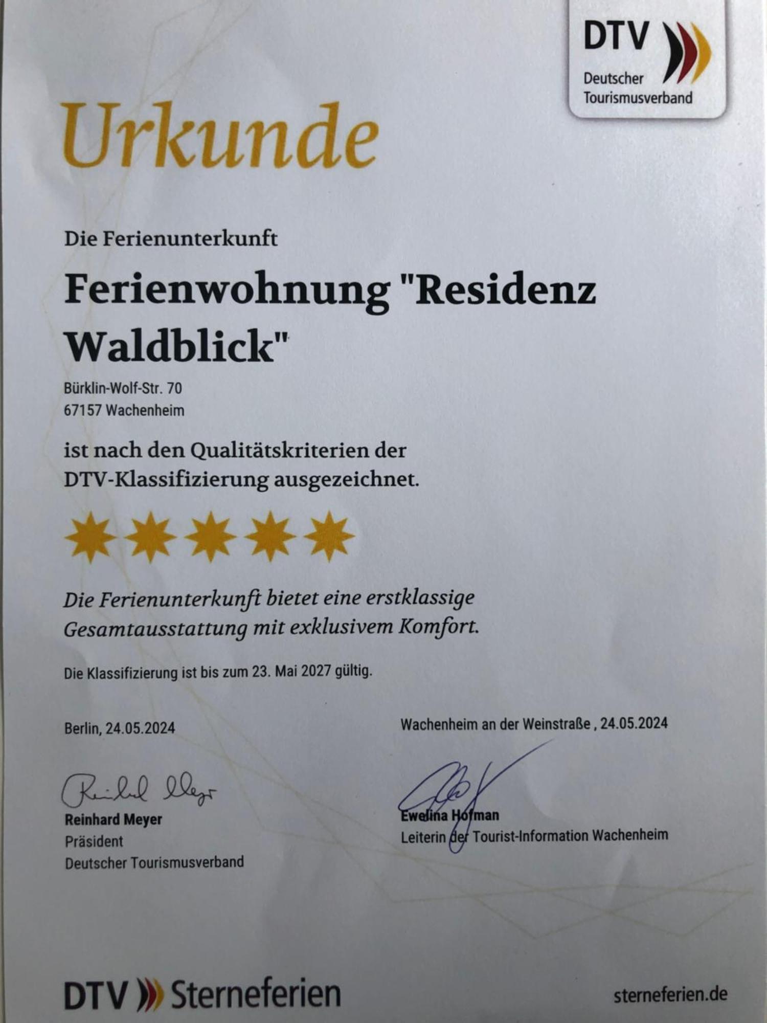 Residenz Waldblick 5 Sterne Penthouse-ferienwohnung Klassifizierung Dtv Apartment Wachenheim an der Weinstrasse